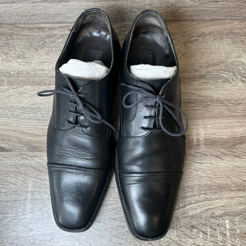 To Boot New York Adam Derrick Mens Black Leather Cap Toe Derby Dress Shoes Italy